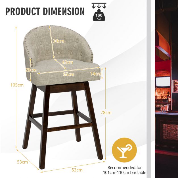 360 Degree Set of 2 Linen Bar Stools – Fairway Home