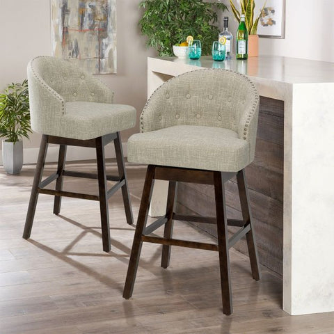 360 Degree Set of 2 Linen Bar Stools