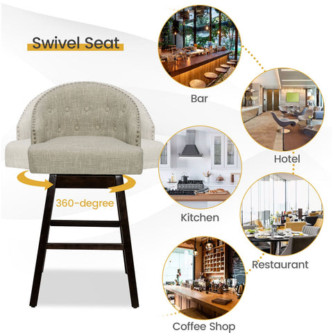 360 Degree Set of 2 Linen Bar Stools
