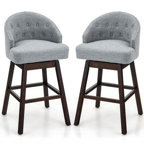 360 Degree Set of 2 Linen Bar Stools