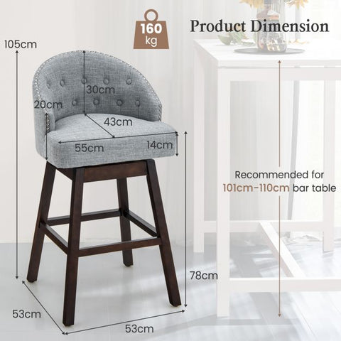 360 Degree Set of 2 Linen Bar Stools