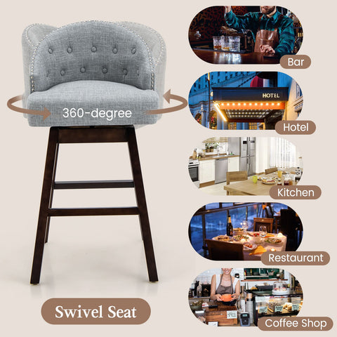 360 Degree Set of 2 Linen Bar Stools