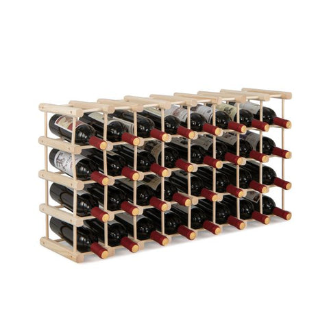 Simple and Compact Modular Pinewood Wine Rack with 36 Bottle Capacity