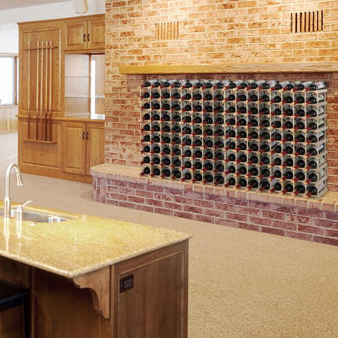 Simple and Compact Modular Pinewood Wine Rack with 36 Bottle Capacity