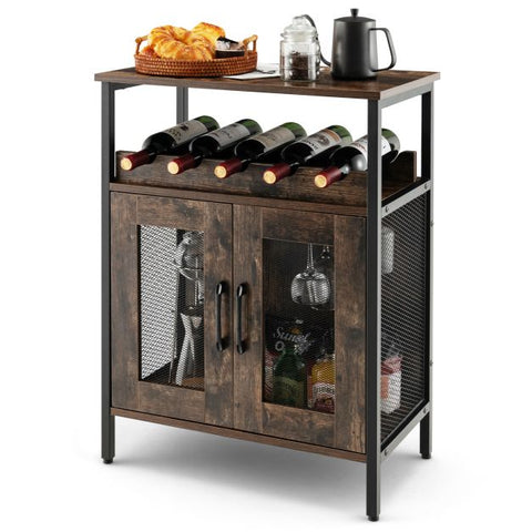 Exquisite Industrial style Storage Cabinet with Wine Rank and Spacious Design