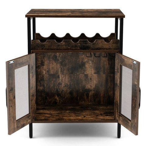 Exquisite Industrial style Storage Cabinet with Wine Rank and Spacious Design