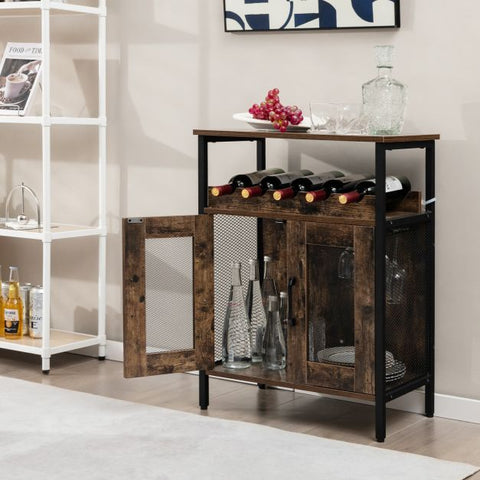Exquisite Industrial style Storage Cabinet with Wine Rank and Spacious Design