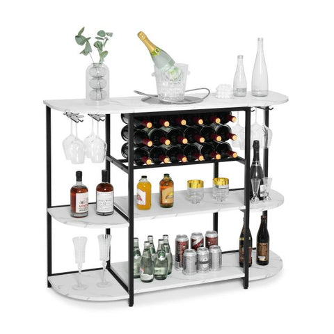 Rustic Movable Wine Rack Bar Cart with Glass Holder and Rack
