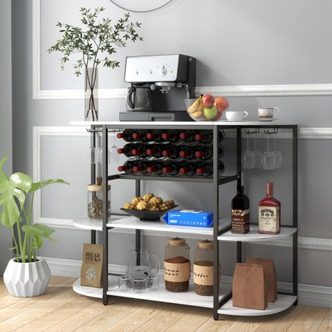 Rustic Movable Wine Rack Bar Cart with Glass Holder and Rack