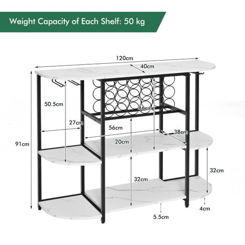 Rustic Movable Wine Rack Bar Cart with Glass Holder and Rack