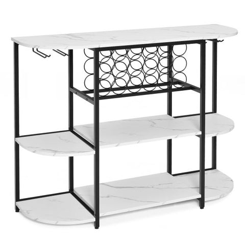 Rustic Movable Wine Rack Bar Cart with Glass Holder and Rack