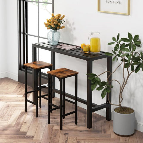Outdoor 120/140cm x 40cm Bar Table with Adjustable Foot Pads in Black