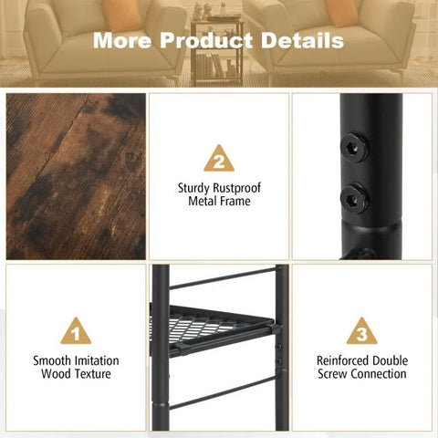 Modern and Functional 3 Tier Side Table with Mesh Design and Stable Metal Frame