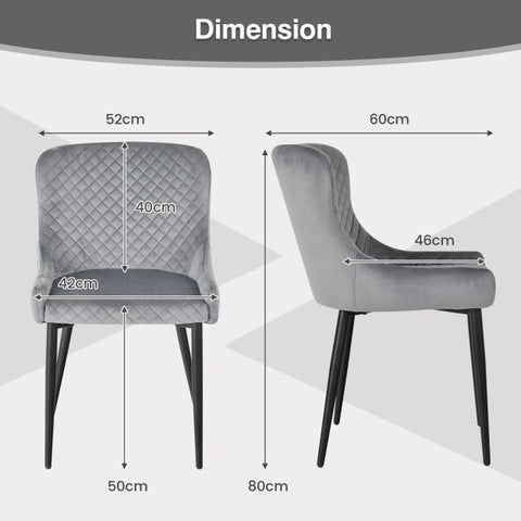 Modern Set of 2 Dining Charis in Grey
