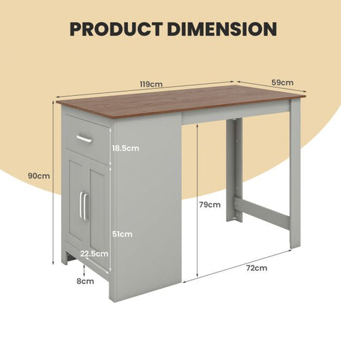 Island Dining Table with Storage Spaces in Earl Grey