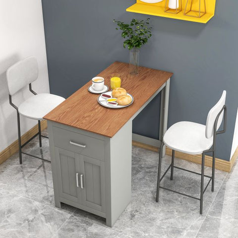 Island Dining Table with Storage Spaces in Earl Grey