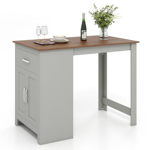 Island Dining Table with Storage Spaces in Earl Grey