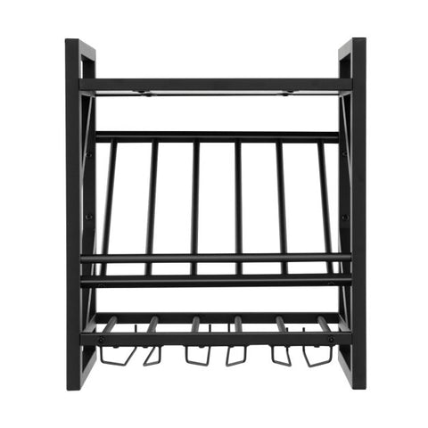 Wall Mounted Wine Rack with 2-Tier Rack and 3 Rows of Stemware Holder
