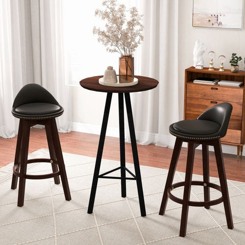 360 Degree Set of 2 Leather Bar Stools in Black