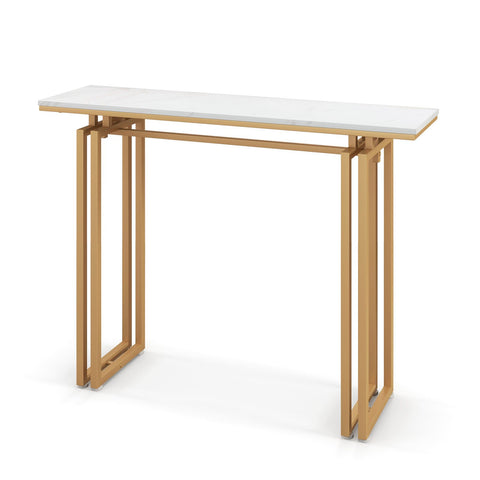Elegant Entryway Console Table with heavy-Duty Metal Frame and Faux Marble Top