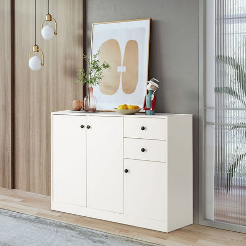 Modern Buffet Sideboard with 2 Pull-out Drawers and 3 Doors-White
