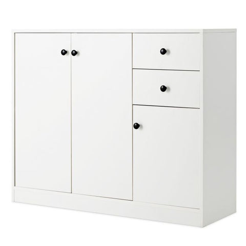 Modern Buffet Sideboard with 2 Pull-out Drawers and 3 Doors-White