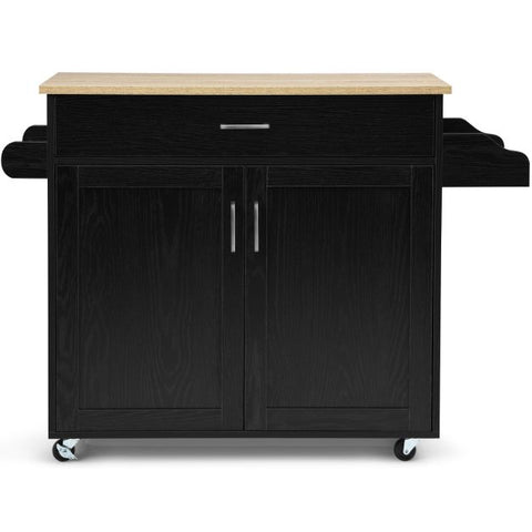 Classic and Spacious Kitchen Island Cart with Double Doors and Drawer