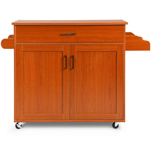 Classic and Spacious Kitchen Island Cart with Double Doors and Drawer