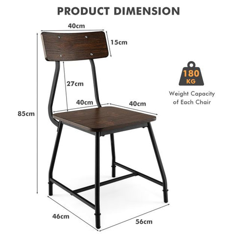 Industrial Style Set of 2 Dining Chairs
