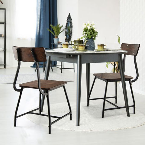 Industrial Style Set of 2 Dining Chairs
