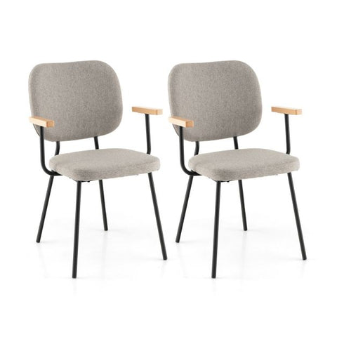 Minimalist Set of 2 Dining Chairs with Armrests