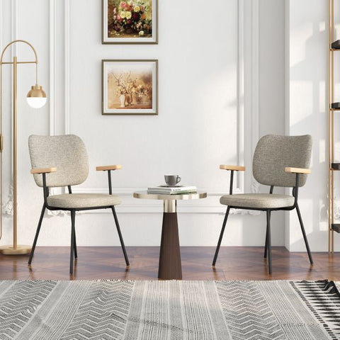 Minimalist Set of 2 Dining Chairs with Armrests