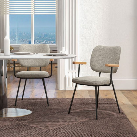 Minimalist Set of 2 Dining Chairs with Armrests