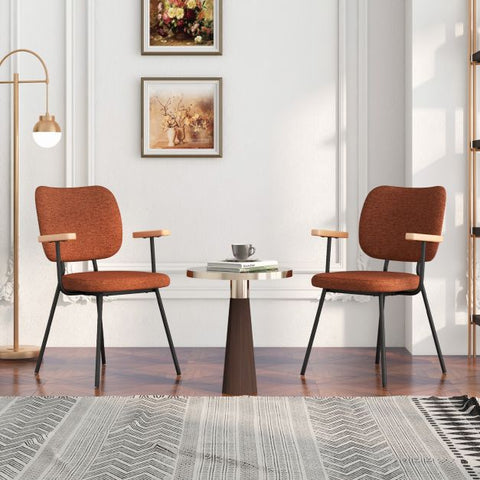 Minimalist Set of 2 Dining Chairs with Armrests