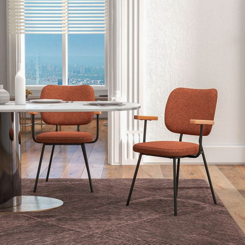 Minimalist Set of 2 Dining Chairs with Armrests