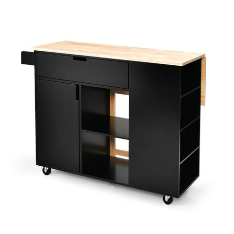 Modern Mobile Kitchen Island with Drop-leaf Countertop and Ultra Stylish Design