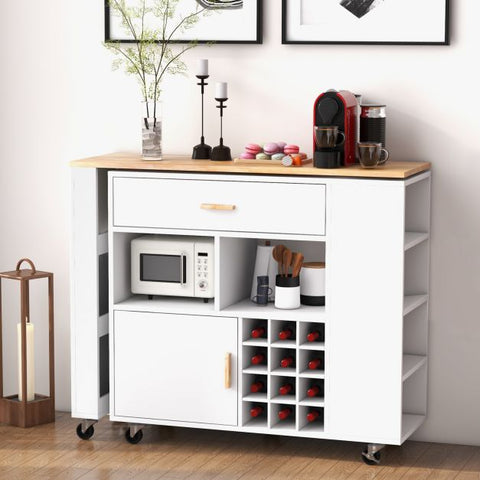 Truly Versatile Sleek Island Cart with Preparation Station in White