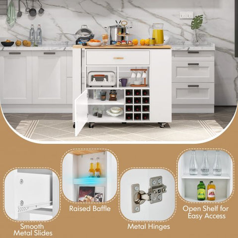 Truly Versatile Sleek Island Cart with Preparation Station in White