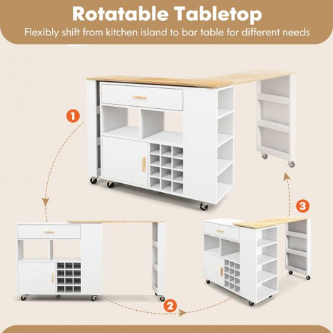 Truly Versatile Sleek Island Cart with Preparation Station in White