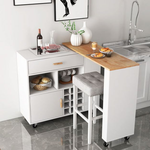 Truly Versatile Sleek Island Cart with Preparation Station in White
