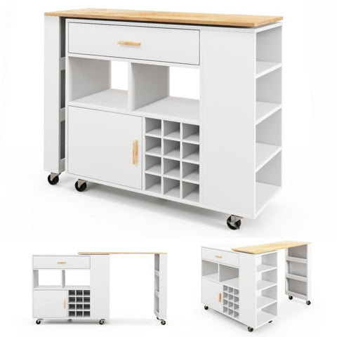 Truly Versatile Sleek Island Cart with Preparation Station in White