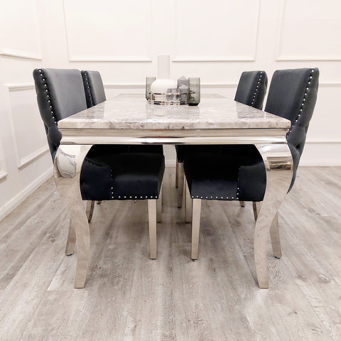 Luxurious Velvet Dining Chair with Chrome Stud Detailing and Buttoned Back
