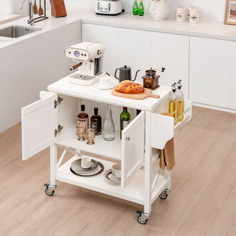 Spacious and Multi-Purpose Mobile Storage Cart with Ample Storage Space in White