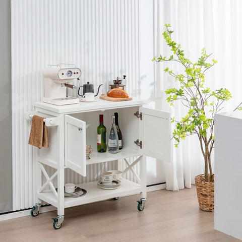 Spacious and Multi-Purpose Mobile Storage Cart with Ample Storage Space in White