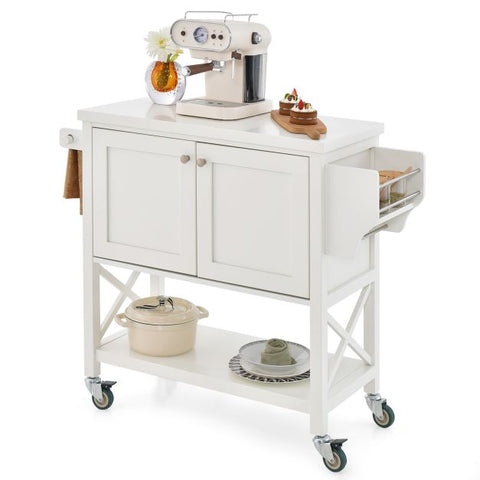 Spacious and Multi-Purpose Mobile Storage Cart with Ample Storage Space in White