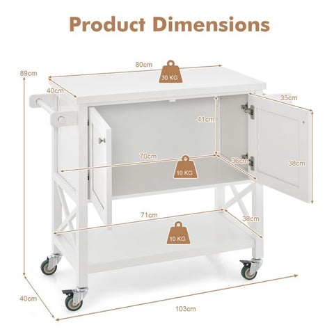 Spacious and Multi-Purpose Mobile Storage Cart with Ample Storage Space in White