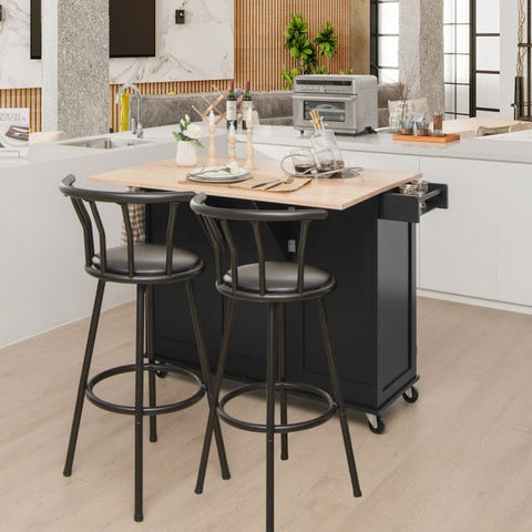 Stylish and Classy Rubber Wood Kitchen Island Cart with Ample Storage