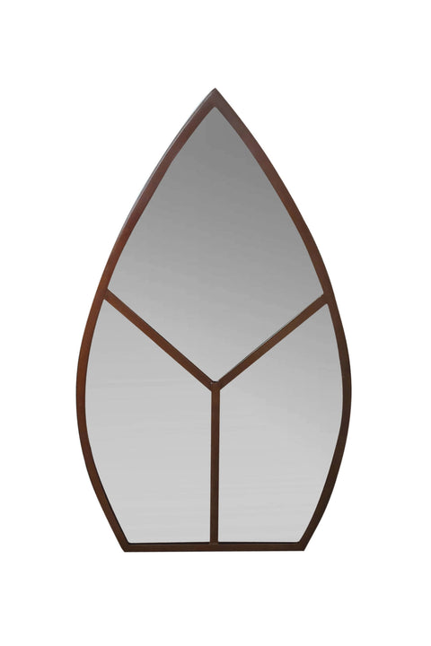 Versatile Leaf Shaped Outdoor Natural Rust Mirror