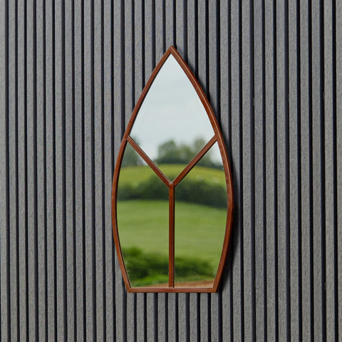 Versatile Leaf Shaped Outdoor Natural Rust Mirror