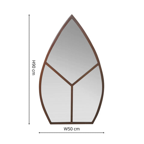 Versatile Leaf Shaped Outdoor Natural Rust Mirror